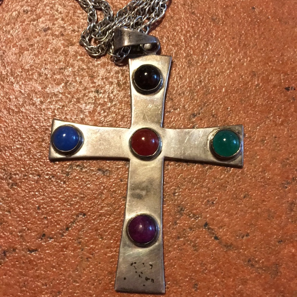 Silver stone cross